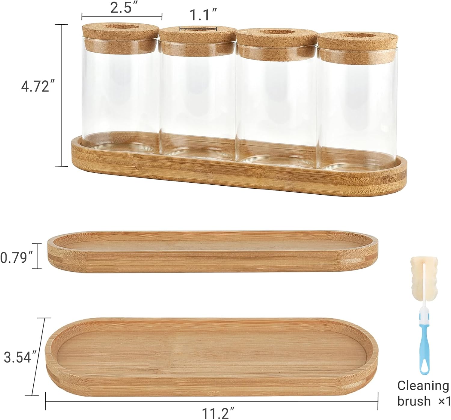 Dahey Plant Propagation Terrarium Desktop Glass Planter Station Water Planting Glass Vase with Lid and Wooden Stand for Propagating Hydroponic Plants Centerpiece Office Home Garden Decor, 4 Pcs - Image 6