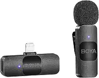 BOYA Microfone de Lapela Sem Fios para iPhone iPad - Mini Microfone Condensador Omnidirecional de Gravação de Vídeo para Entrevista Podcast Vlog Youtube Live Stream