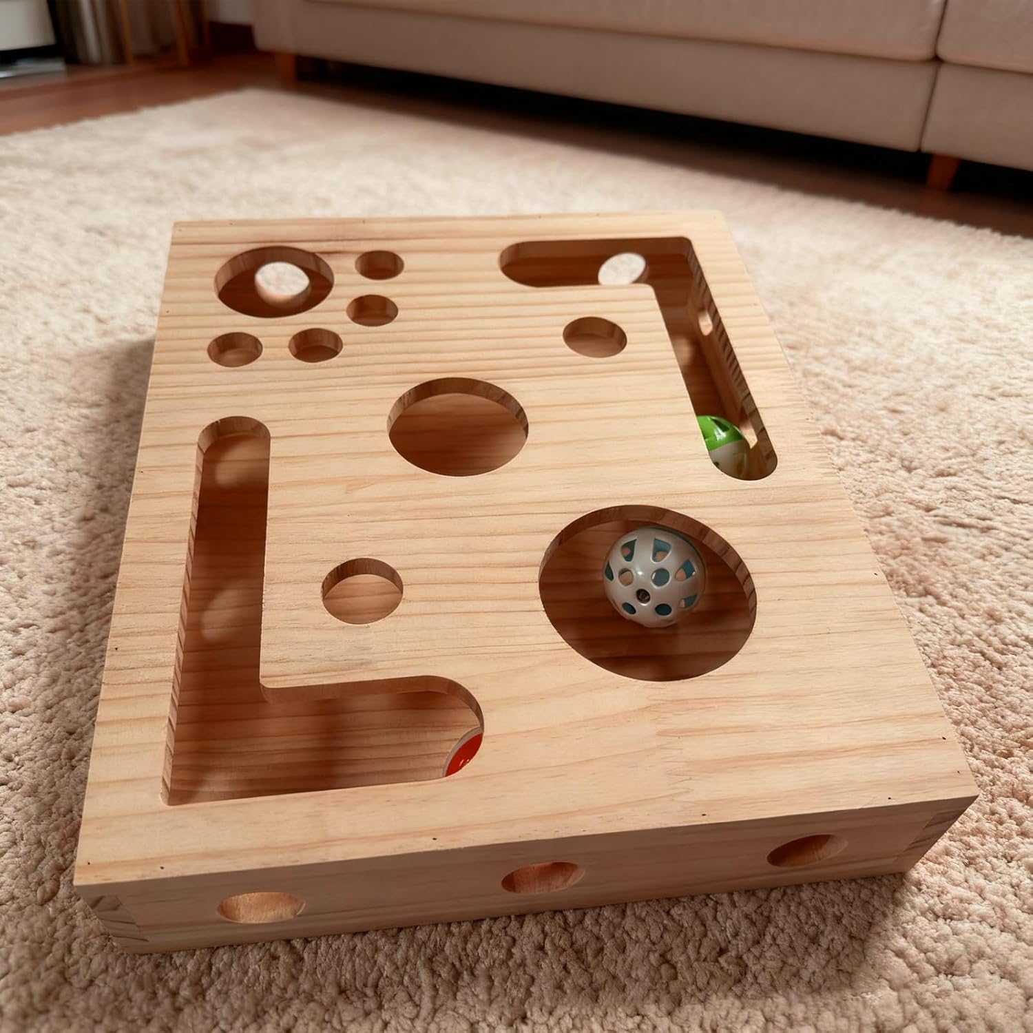 Cat Scratch Puzzle Box with Built-in Scratcher, Felt Maze Interactive Toy - Mental & Physical Enrichment for Indoor Cats