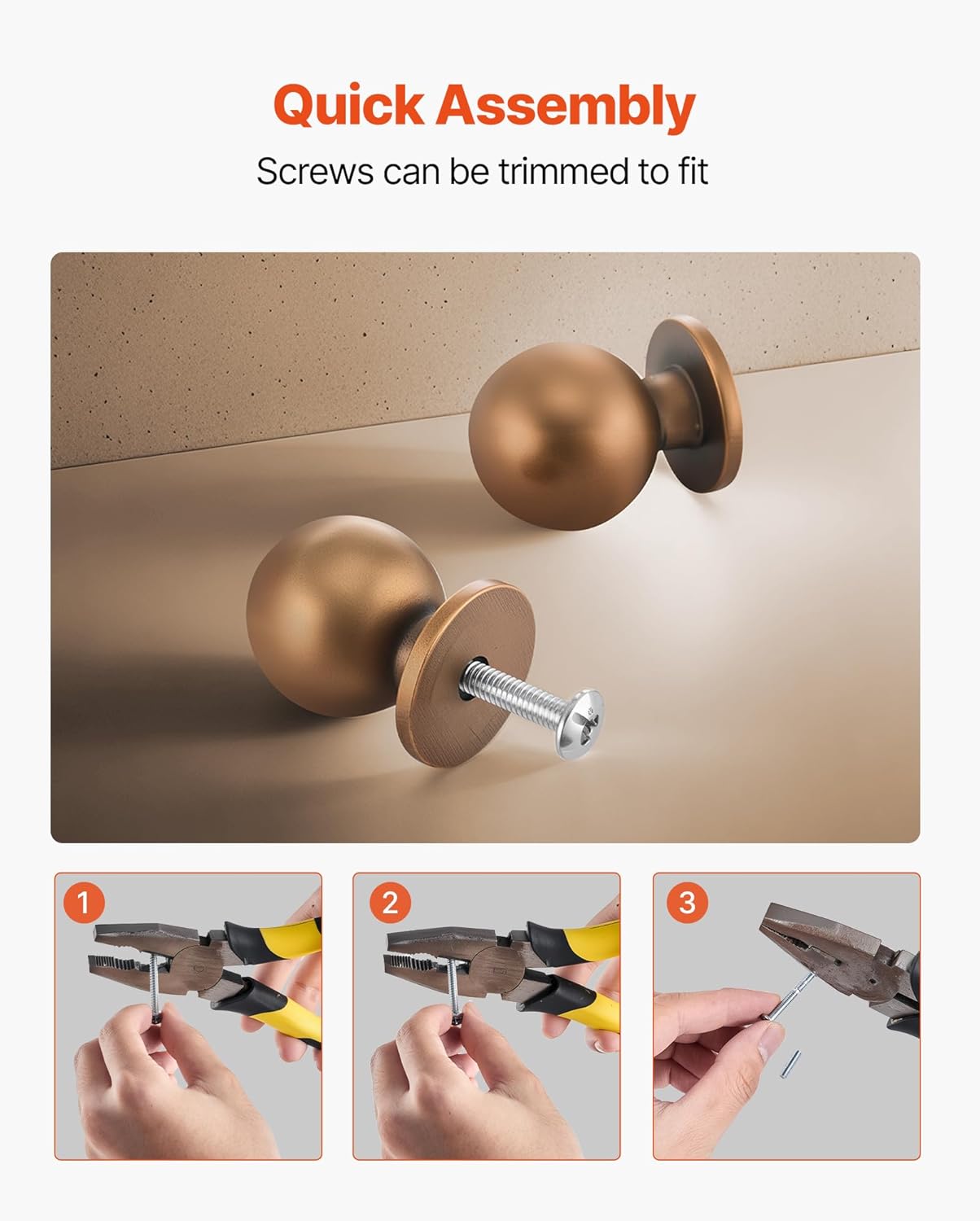 VEVOR Cabinet Knobs, 12 Pack, 0.98 Inch Zinc Alloy Drawer Pulls Door Handles, Round Kitchen Dresser Solid Knobs Cupboard Hardware with Screws for Bathroom Closet Cabinets Drawers, Antique Brass Color