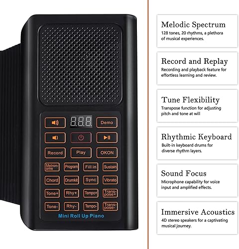 Miniatura 3 de Teclado flexible de piano enrollable de 61 teclas con pedales, teclado digital electrónico diferente de timbres, ritmos, canciones y otros equipos