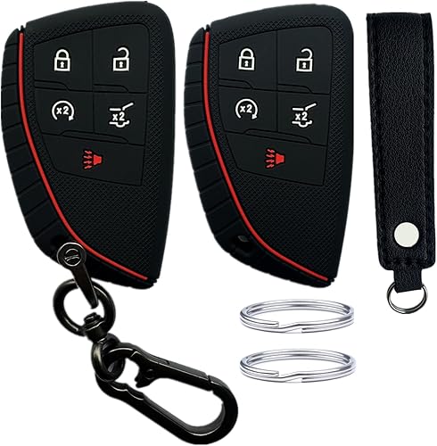 Miniatura 8 de KAWIHEN Funda de goma de silicona para llavero compatible con Chevrolet Chevy Suburban Tahoe GMC Yukon 2020 2021 2022 2023 (6 botones, negro con