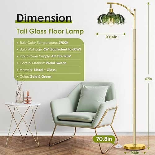 Miniatura 2 de Lámpara de pie dorada para sala de estar, lámpara alta de pie vintage única, lámparas de pie modernas de mediados de siglo, lámparas de pie de