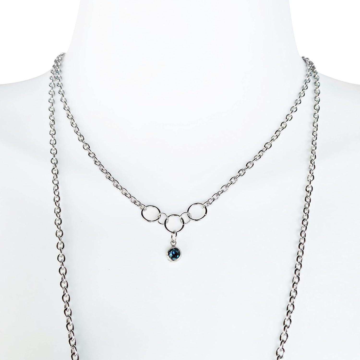 Nipple Chain Necklace with Day Collar Set - BDSM Circle of O Ring - Stainless Steel - Necklace to Nipple Piercing