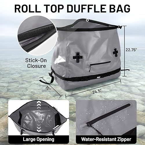 Miniatura 9 de MIER Bolsa de lona impermeable grande con parte superior enrollable para kayak, rafting, canotaje, natación, campamento, viajes, gimnasio, playa,