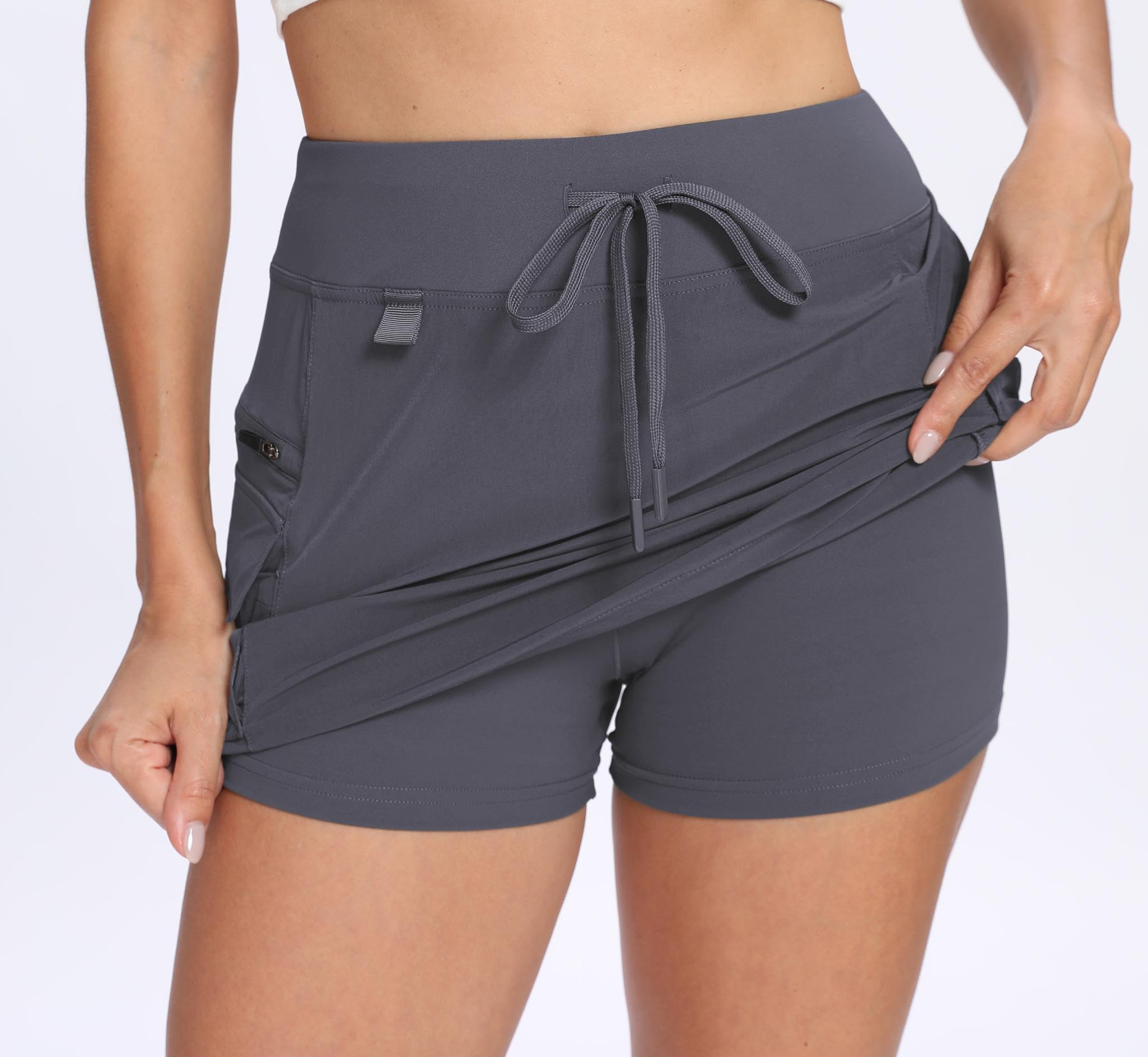 Timuspo Jupe-short taille haute pour femme, jupe cargo décontractée avec poches, jupe d'été