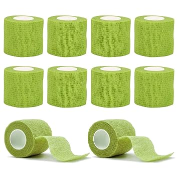 Tattoo Grip Cover Wrap,10PCS Disposable Cohesive Tattoo Grip Cover Elastic Bandage Handle Grip Tube for Tattoo Machine Tattoo Grip AccessoriesGrass Green