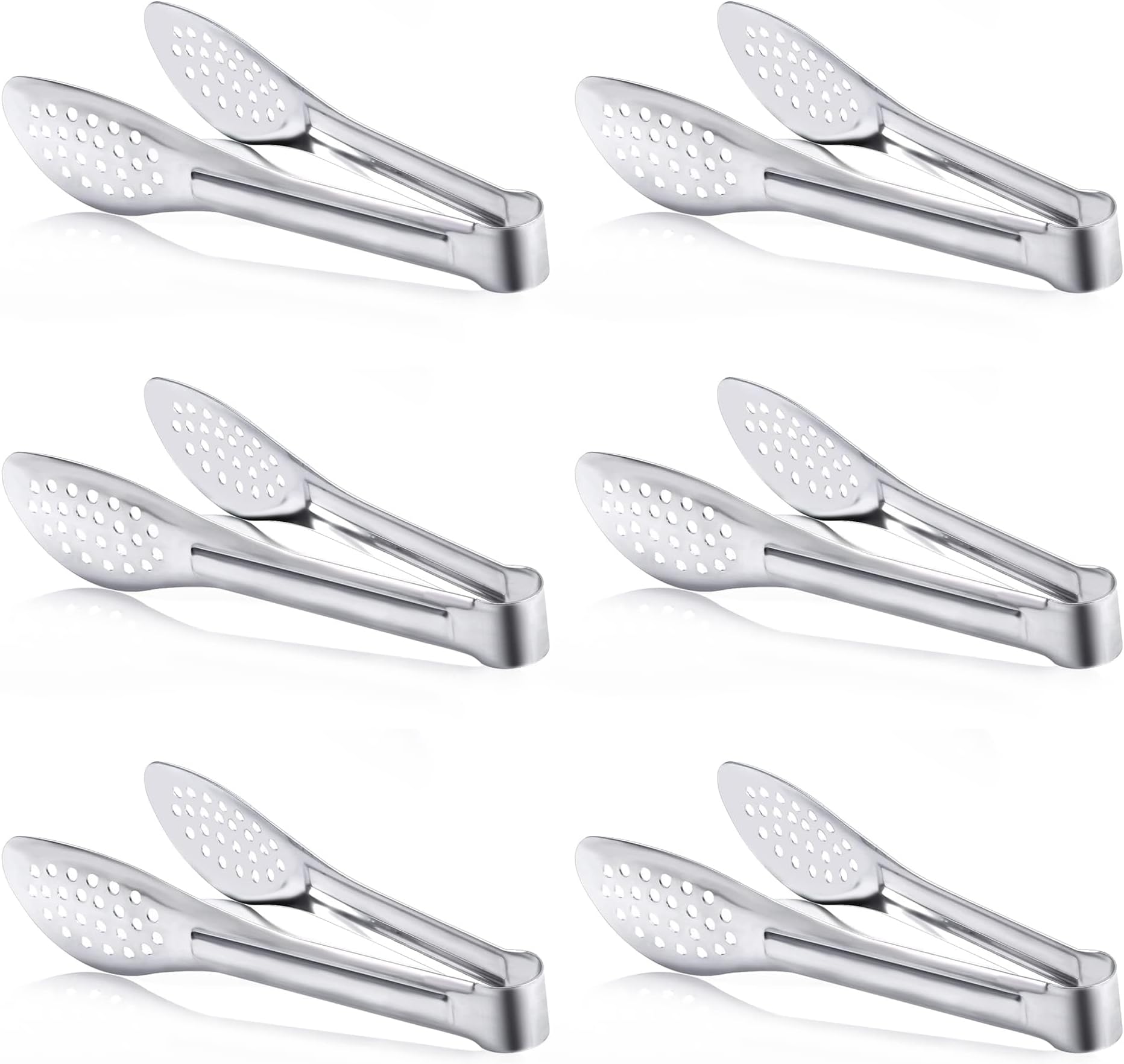 KASTWAVE Serving Tongs Kitchen Tongs,Buffet Tongs, Stainless Steel Food Tong Serving Tong,small tongs 6 Pack (7 Inch)