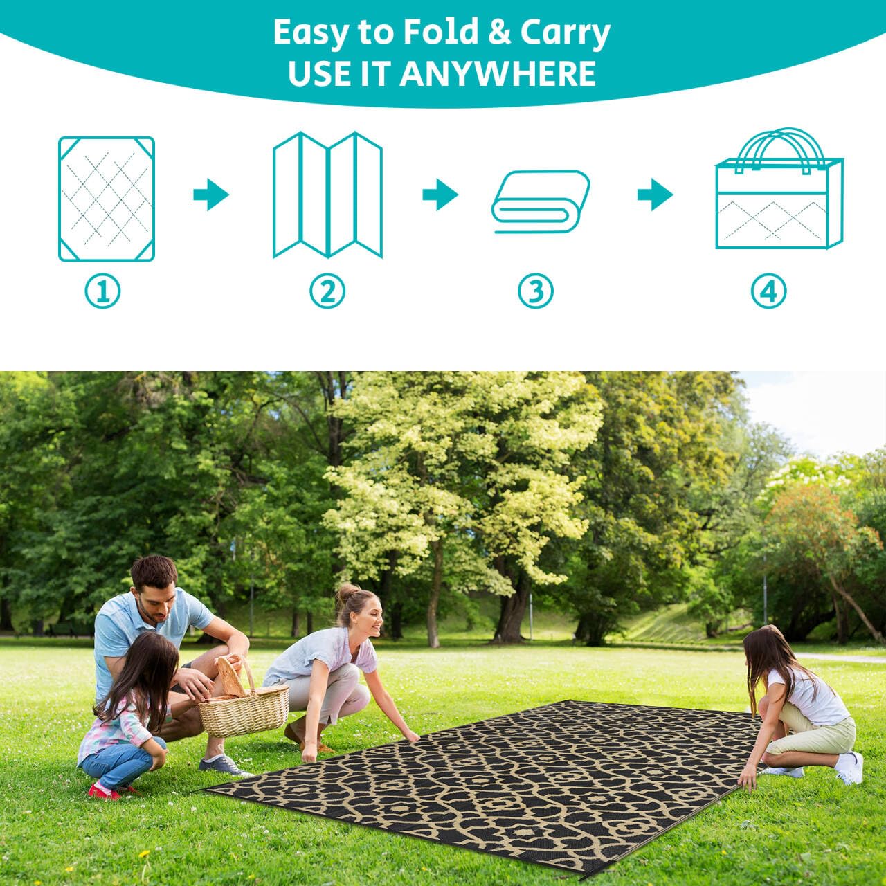 HEBE Alfombra para exteriores de 6 x 9 pies para patios, impermeable, reversible, de pajilla de plástico, para camping, caravana, porche, cubierta, balcón, cámper, patio trasero