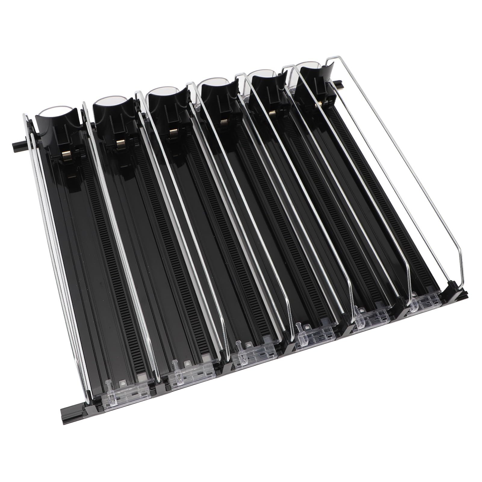 Dispensador de Latas de Refresco, Deslizamiento de Velocidad Estable Ajustable para Nevera con Fácil Carga para Cocina, Despensa, Oficina, Estantes de Gabinete de Alimentos (BLACK)