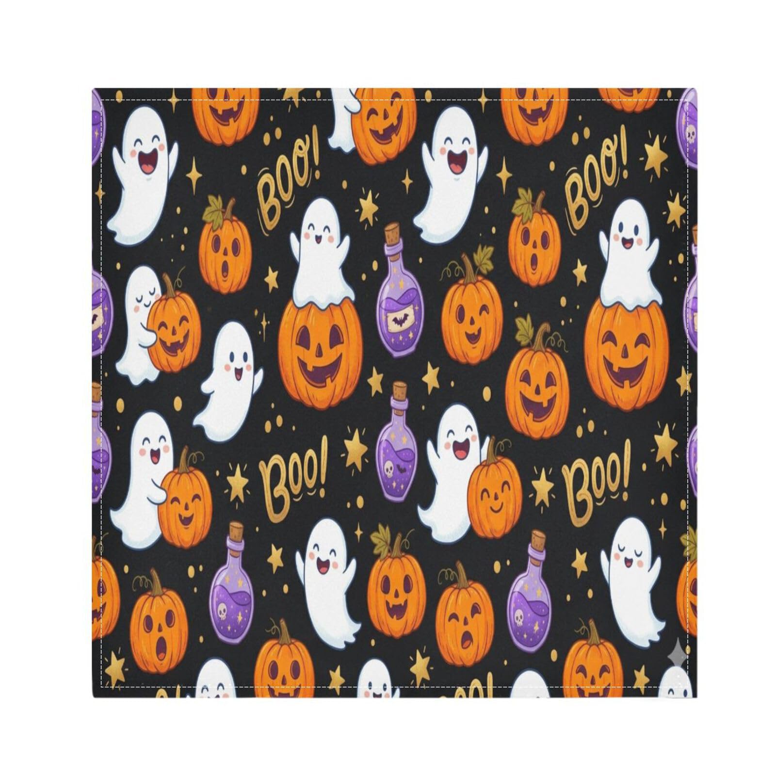 Ttgoth Halloween Boo Cloth Napkin Set of 6 Washable & Reusable Dinner Napkins for Dining Table, Banquets, Wedding, Party, 50x50 cm