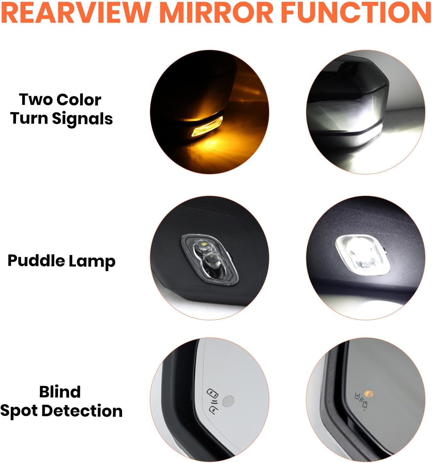 Left Driver Side Mirror Fits 2015-2020 Ford F150 Mirrors with Power,Heated,Puddle Lights,Blind Spot Detection,Turn Signal,Memory,Power Folding,Without Camera Replace FO1320528（18 Pins) Chrome