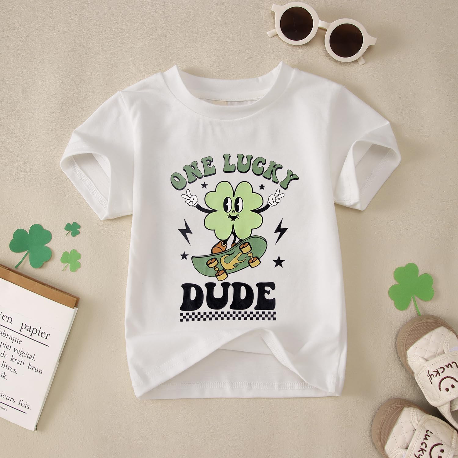 Ritatte Toddler Baby Girl boy St. Patrick's Day Shirt Cute One Lucky Dude T-Shirt Funny Shamrock Graphic Tees Top 2-6Years