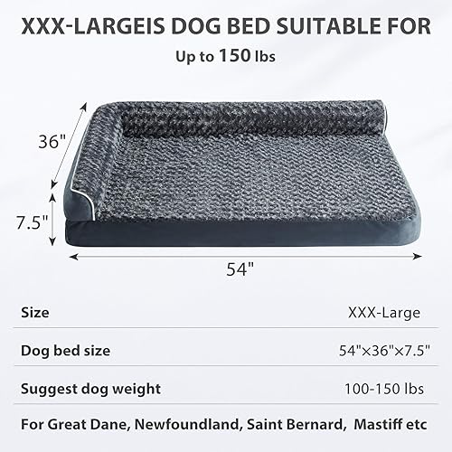 Vista 25 de BFPETHOME Camas ortopédicas para perros extra grandes, sofá impermeable XXL con lados, parte inferior antideslizante y espuma de espuma para huevos