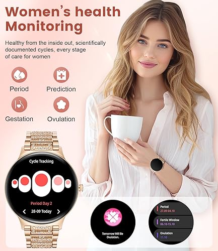 Miniatura 5 de LIGE Reloj inteligente para mujer (2 bandas), 1.43 pulgadas HD AMOLED Slim Smartwatch para Android iOS, rastreador de fitness con más de 120 modos