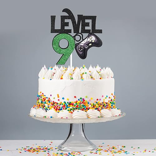 Miniatura 6 de Decoración de pastel de cumpleaños de nivel 9 para niños, suministros de pastel de fiesta de nivel 9 para niños, decoración de fiesta de juego