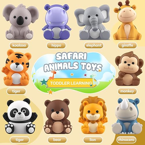 Miniatura 2 de Juguete para niños de 1, 2, 3 años o más, juguete de aprendizaje para niños pequeños con 20 animales de safari, Montessori educativo para niños, 10