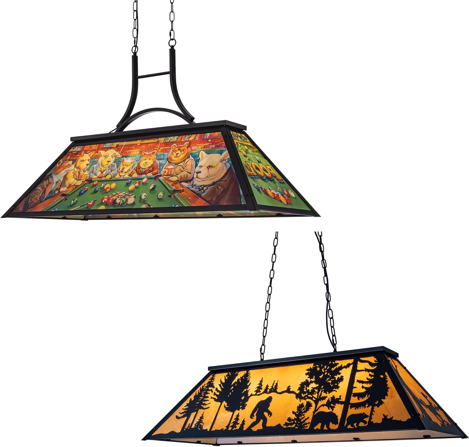 TOCHIC Vintage Pool Table Light Pendant, Tiffany-Style Billiard Lights for Game Room 7 ft/8 ft/9 Feet Snooker Billiards Light Man Cave Club Kitchen Island Bar Game Dinning Room