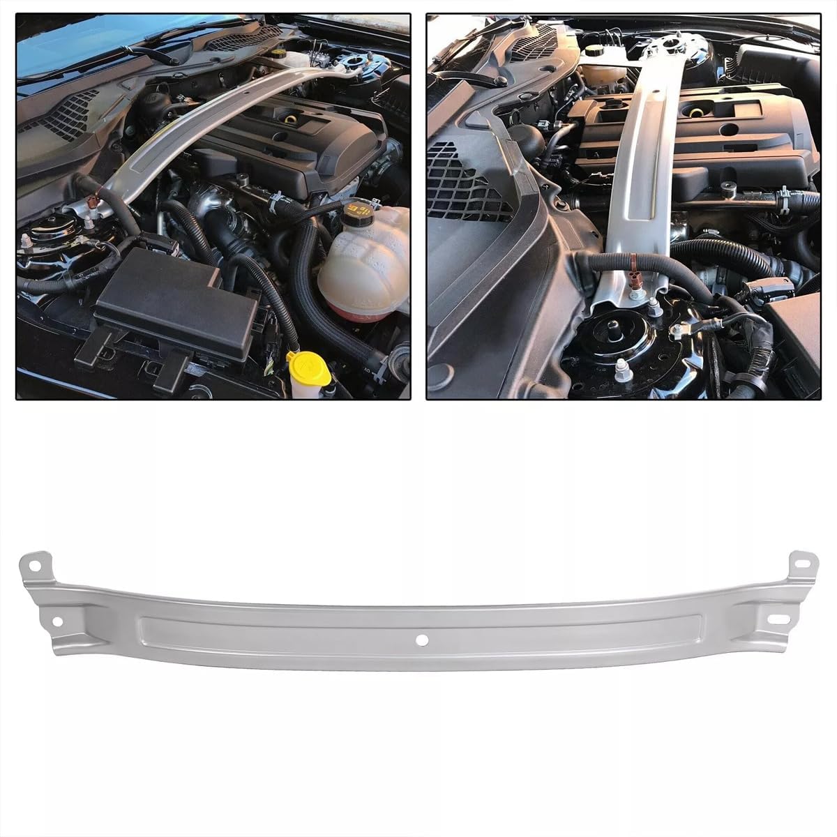 Front Engine Upper Suspension Strut Bar Tower Brace Fit For 2015-2023 F0rd Mustang, Silver, FR3Z-16A200-A, FR3Z-16A200-D, GR3Z-16A200-A