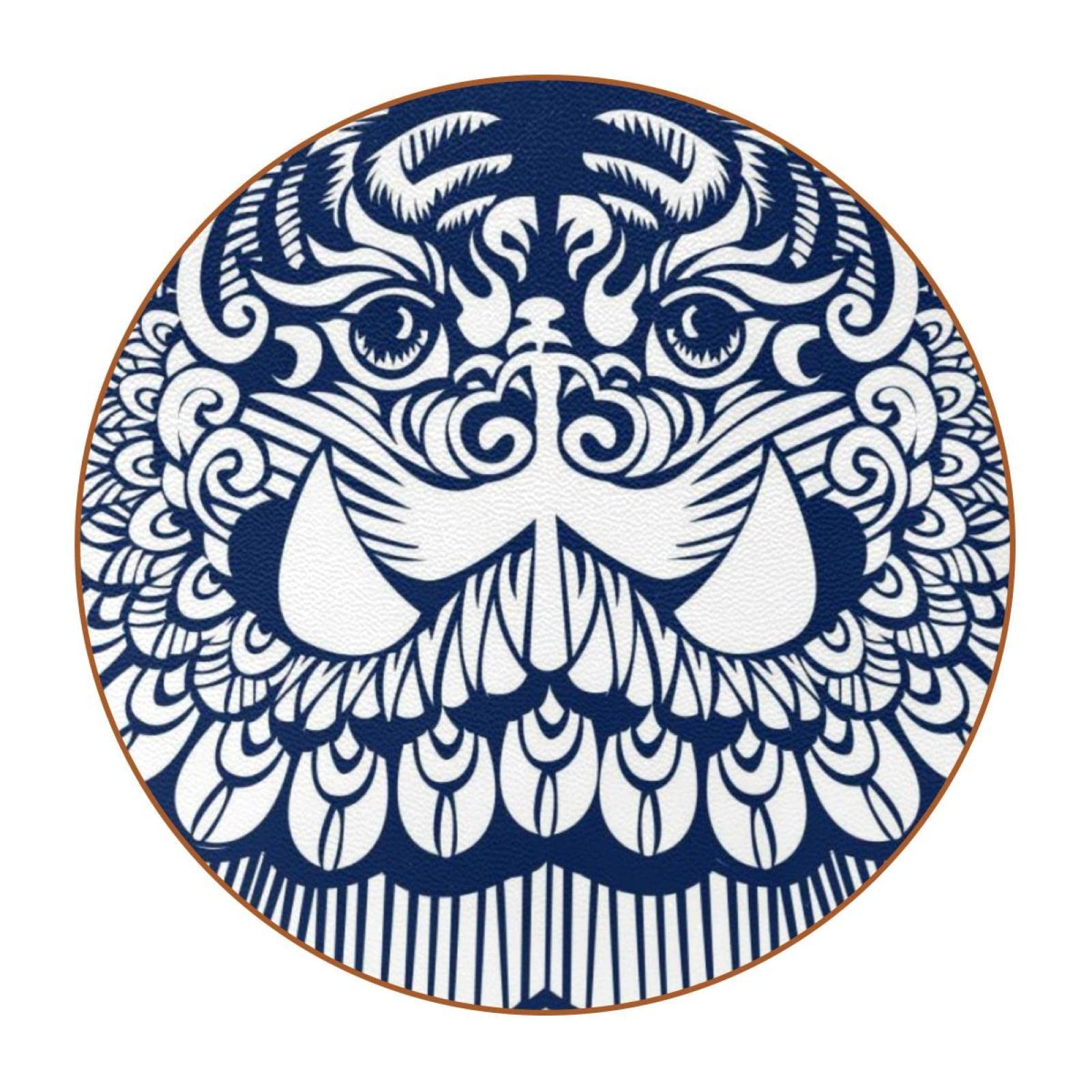 Blue Line Lot de 6 dessous de verre à motif lion pour boissons, verres à vin, tasses et tasses, réutilisables au bureau, cuisine, bar, 10,9 cm