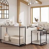 Vista 8 de Console Tables, Industrial entryway Table, Narrow Sofa Table with Shelves, Entrance Table Open Shelf for Entryway, Hallway, Living Room, Foyer