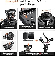 Vista 3 de Video Tripod, COMAN 74" Professional Metal Heavy Duty Camera Tripods with Adjustable Damping Fluid Head, Dual-Mode QR Plate Compatible with DJI RS4