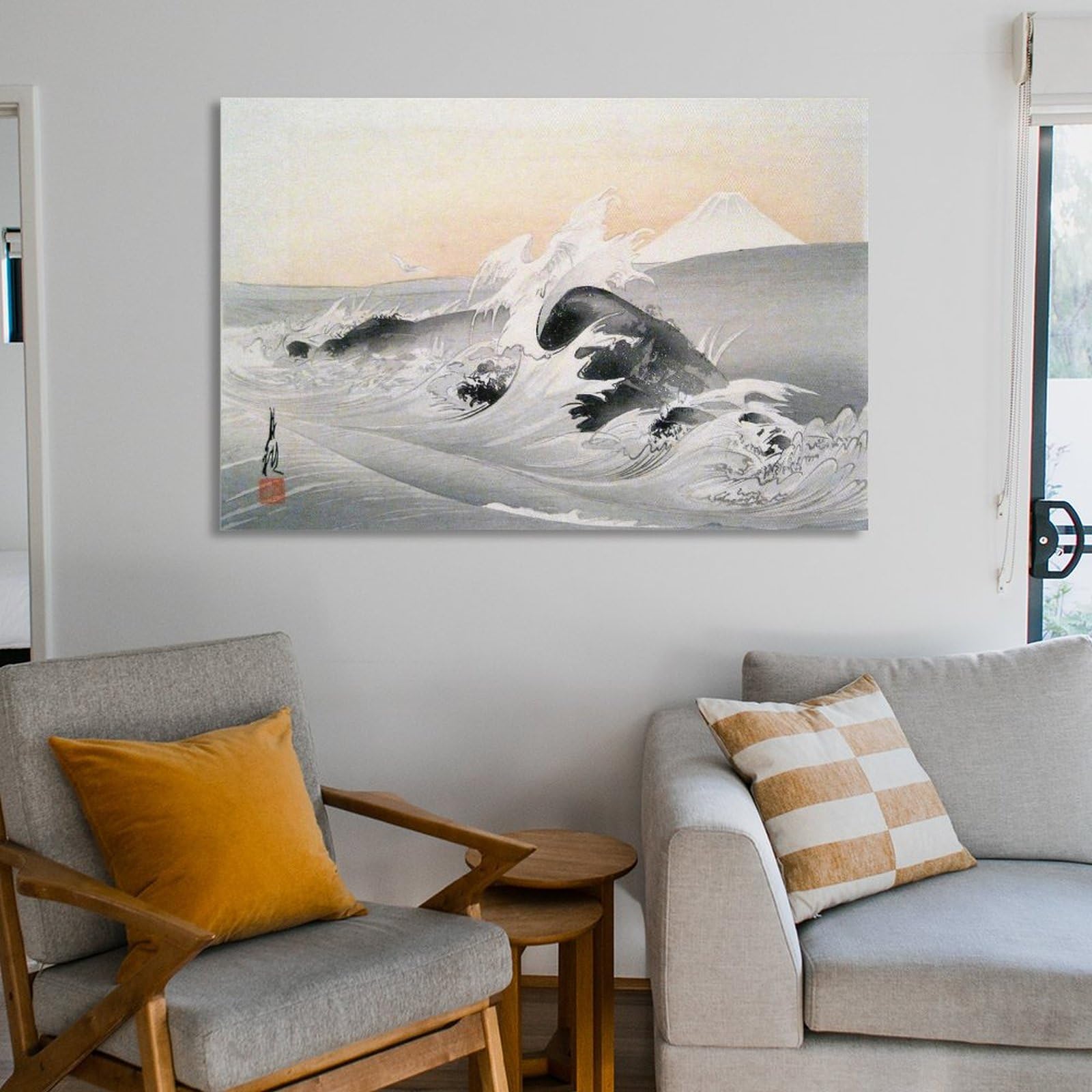 Amazon.co.jp: 絵画 海岸に打ち寄せる波インテリア 絵画 水墨画の