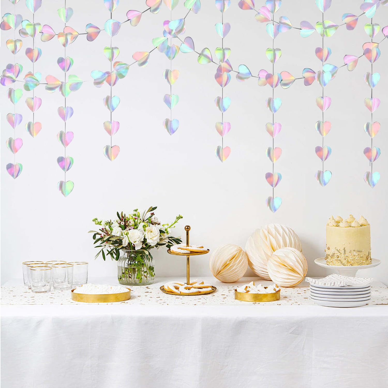 Love Heart Garland Streamers Reflective Paper Garlands, 12m - Laser - Image 4