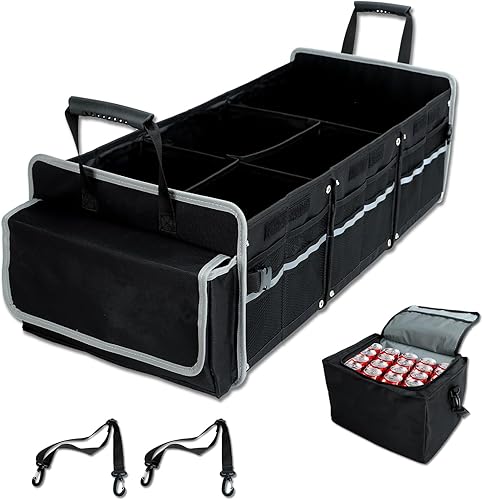 KAFLLA Organizador de maletero para automóvil, organizador de maletero de cuero para SUV, organizador de maletero de automóvil de 30 pulgadas para