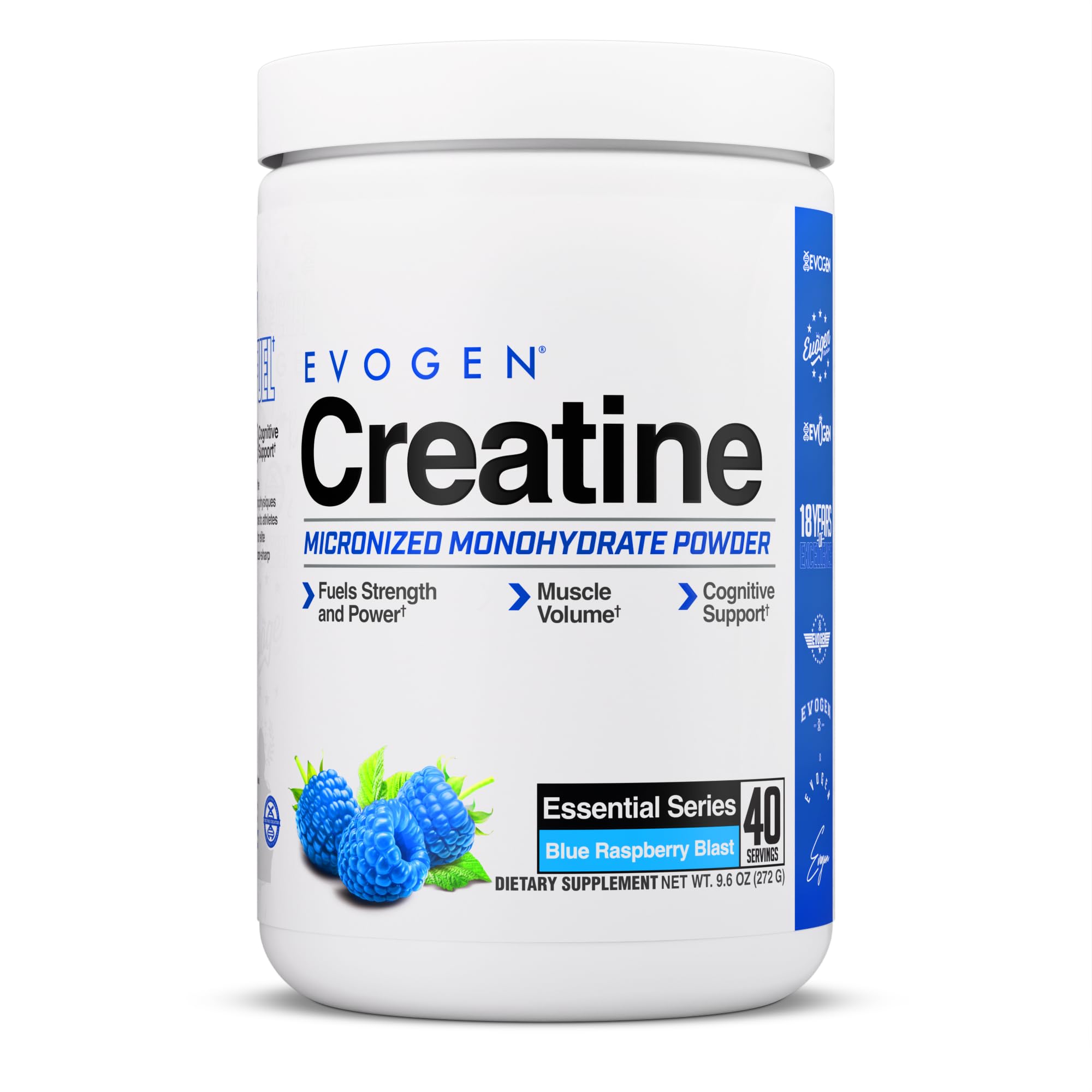 Evogen Creatine Monohydrate Powder - Micronized Creatine for Women & Men | Pure Creatine Powder Supplement for Strength, Power & Recovery | Blue Raspberry Blast | 40 Servings Blue Raspberry(40 Serv)