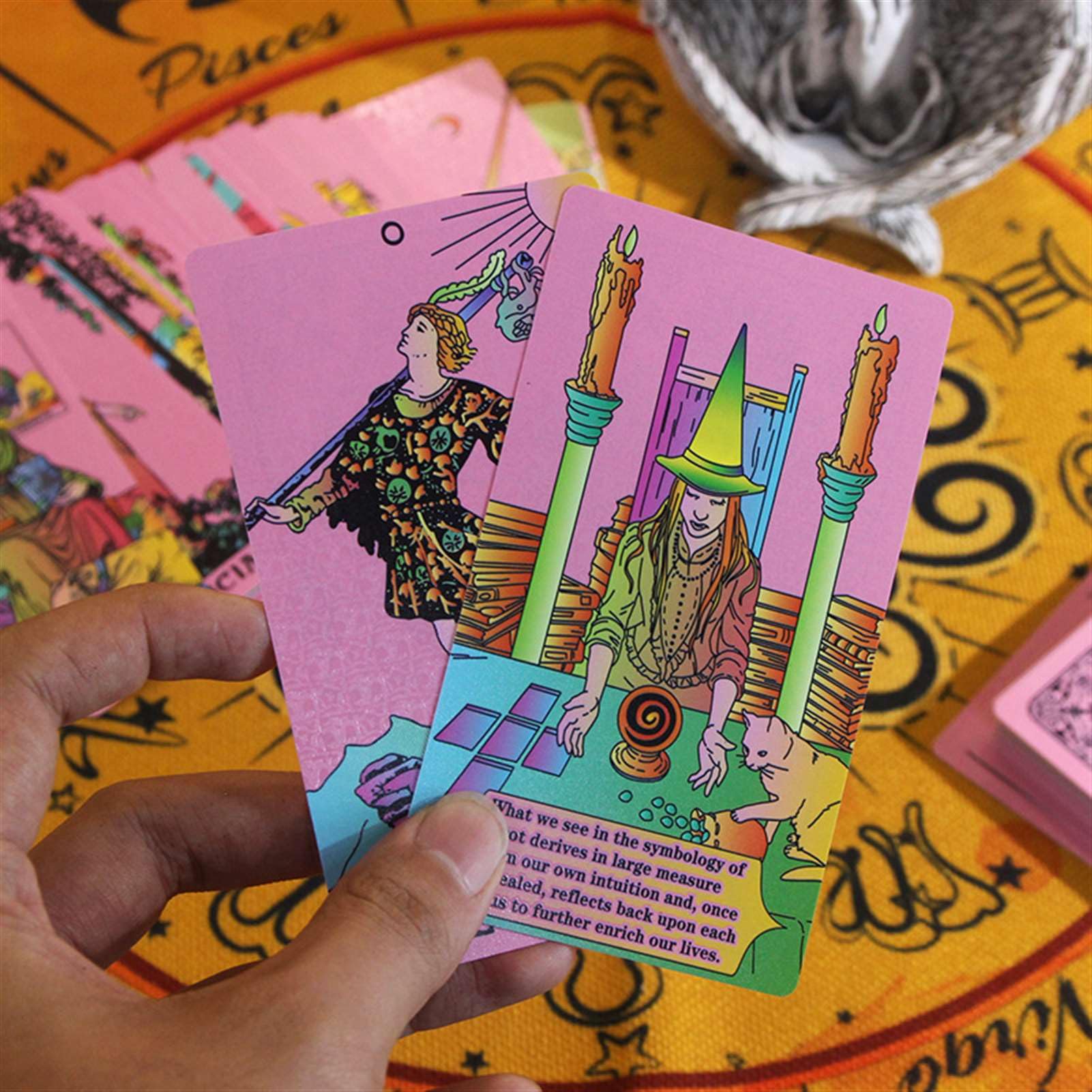 GIBZ Tarot Deck Diseño Rosa Juego de Cartas para Contar el Futuro con Caja para Principiantes