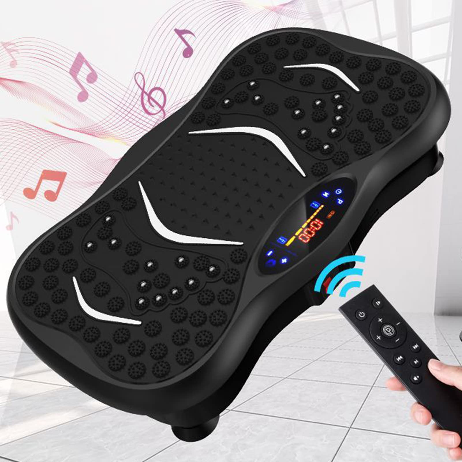 Vibration Plate, Vibration Fitness Exercise Machine for Home Use, Whole Body Motion Vibration Platform for Weight Loss & Toning, With LCD Display Remote Control & Balance Straps, 440lb Max Load