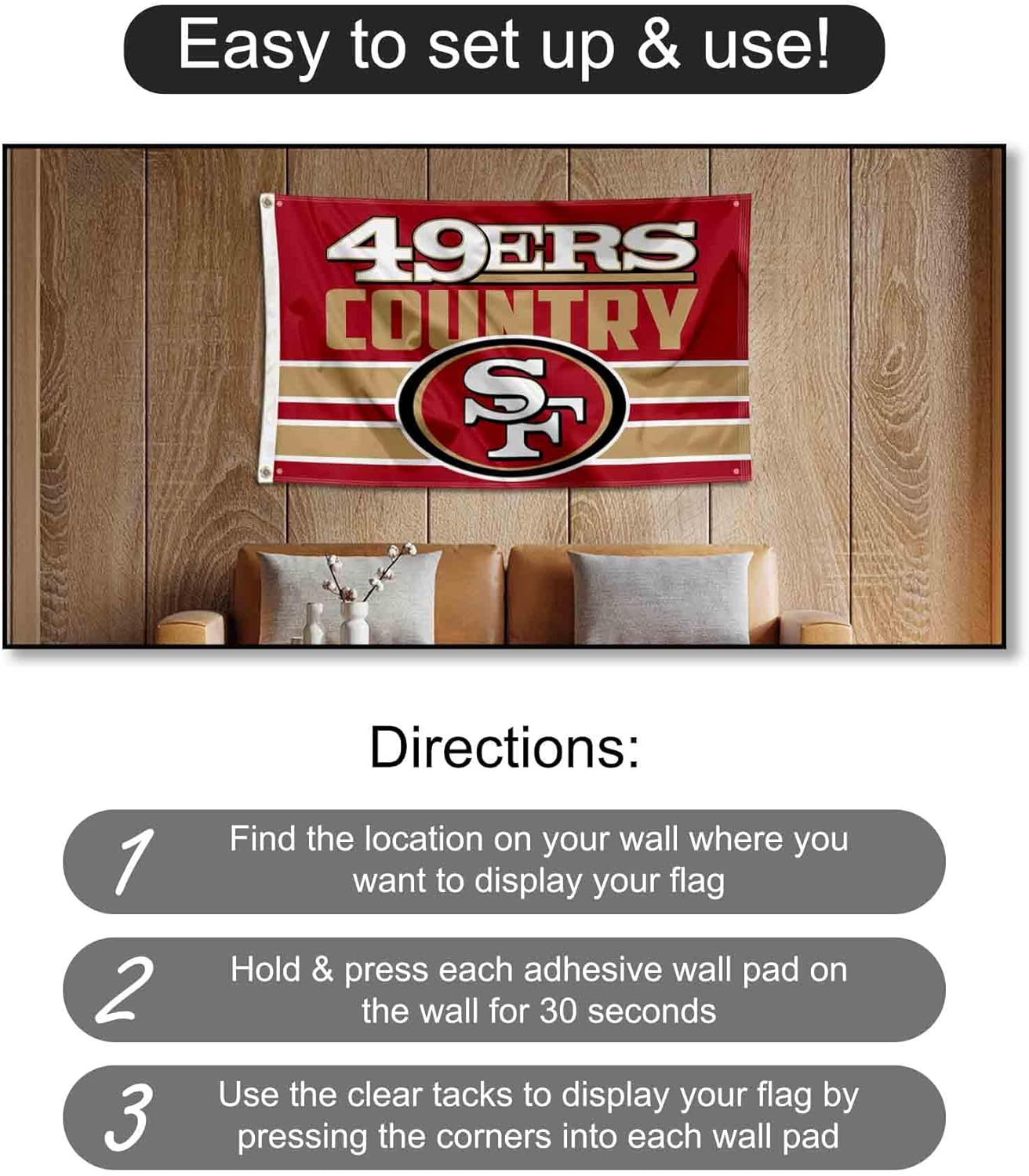 WinCraft San Francisco 49ers Country Banner and Tapestry Wall Tack Pads