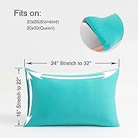 Vista 3 de Paquete de 2 fundas elásticas para almohada - Punto jersey y cierre de sobre, fundas de almohada con mezcla de poliéster ultra suave tipo camiseta