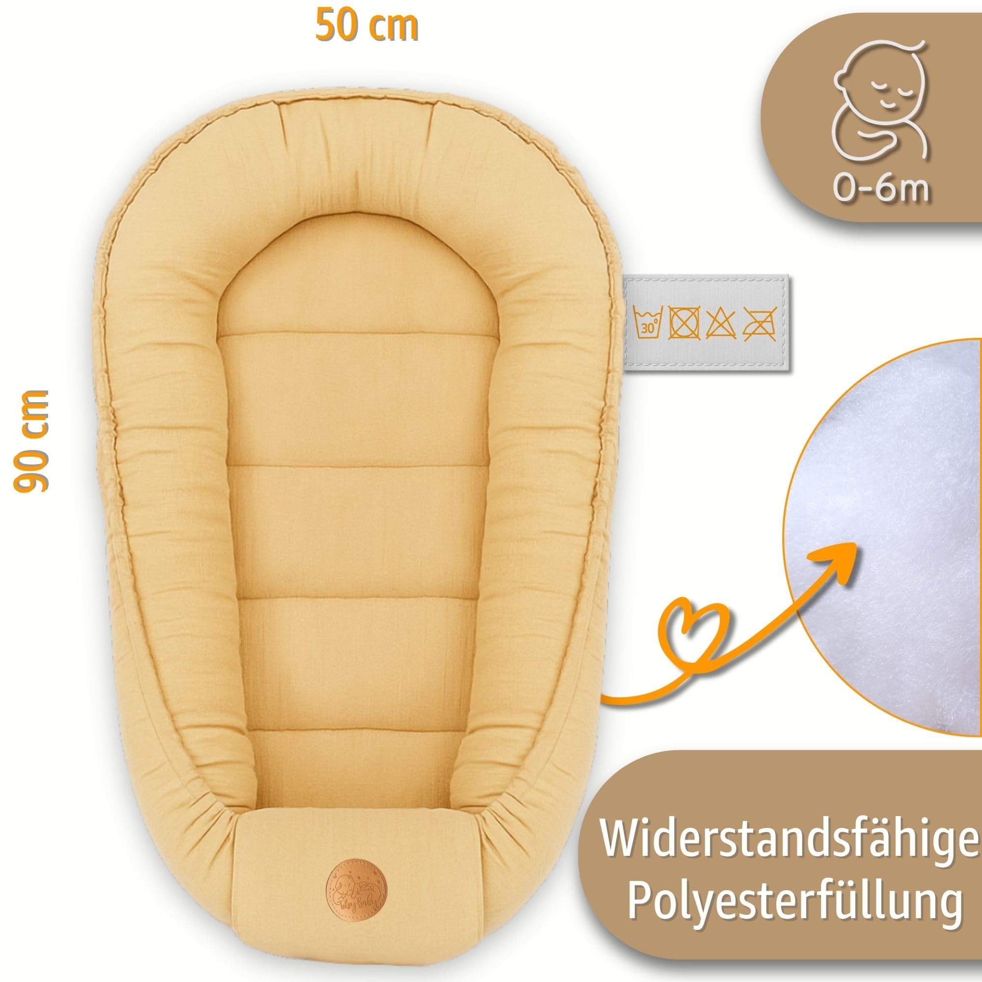 Mussola Riduttore lettino neonato - 90x50 cm baby nest trasportabile per neonati nido culla pod cocoonababy babynest antisoffoco Beige