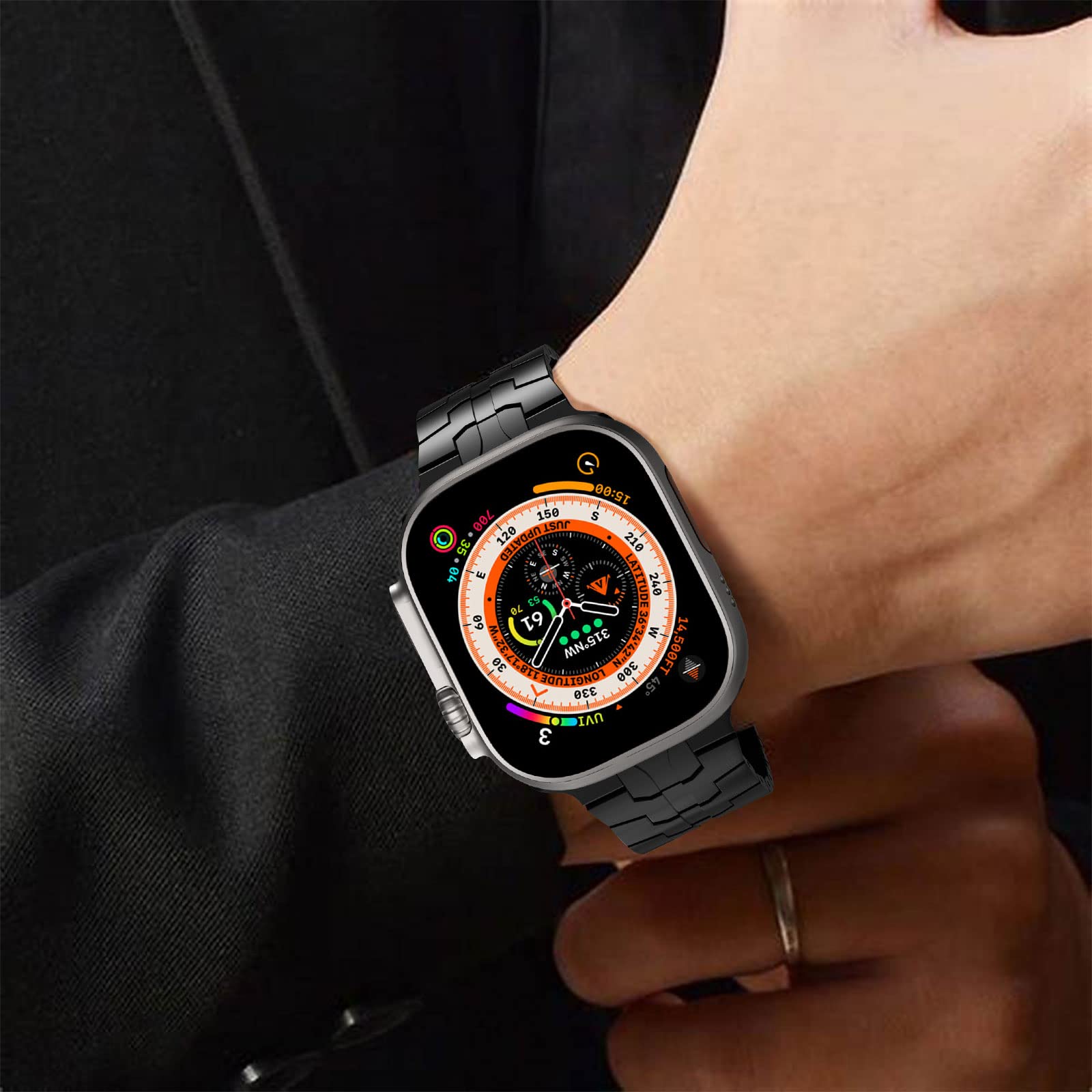 NewWays Metal Strap 49mm 46mm 45mm 44mm 42mm 41mm 40mm 38mm Compatible with Apple Watch Ultra/Ultra 2,Series 10 9 8 7 6 SE 5 4 3 2 1,iWatch Stainless Steel Bracelet Link Straps Replacement Band