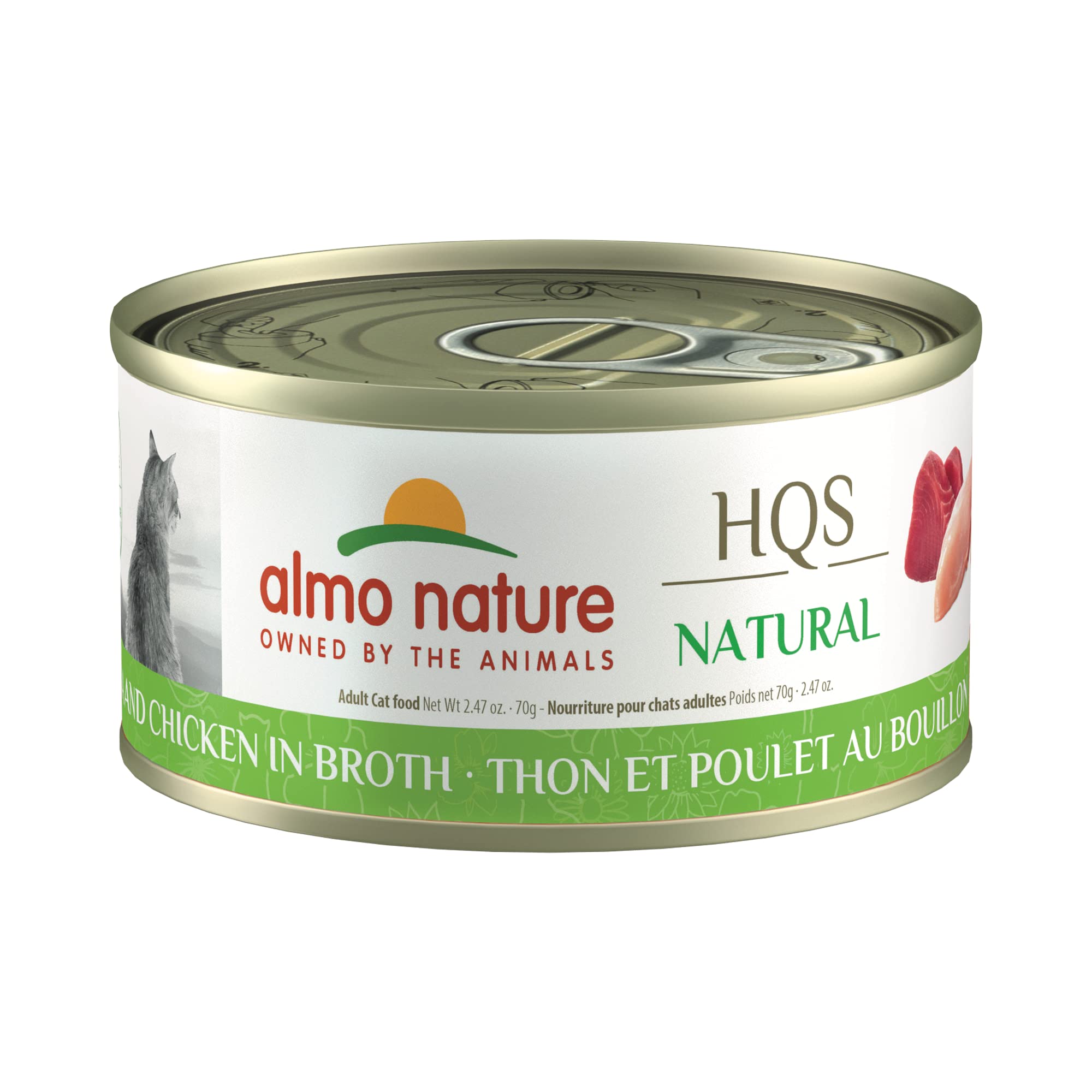 almo nature HQS Natural Wet Cat Food Tuna and Chicken in Broth 2.47 oz (Pack of 24)