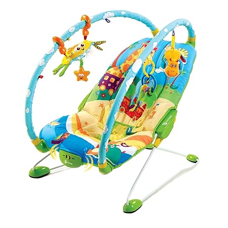 Leotoon 3-in-1 Baby Bouncer | Moveable Arch | Soft & Washable Padded Seat | Durable Fabric | Lightweight | Calming Vibrations | Leaf Teether | Take-Along Electronic Crab | Multicolour | Unisex | BPA Free | 0-12 Months