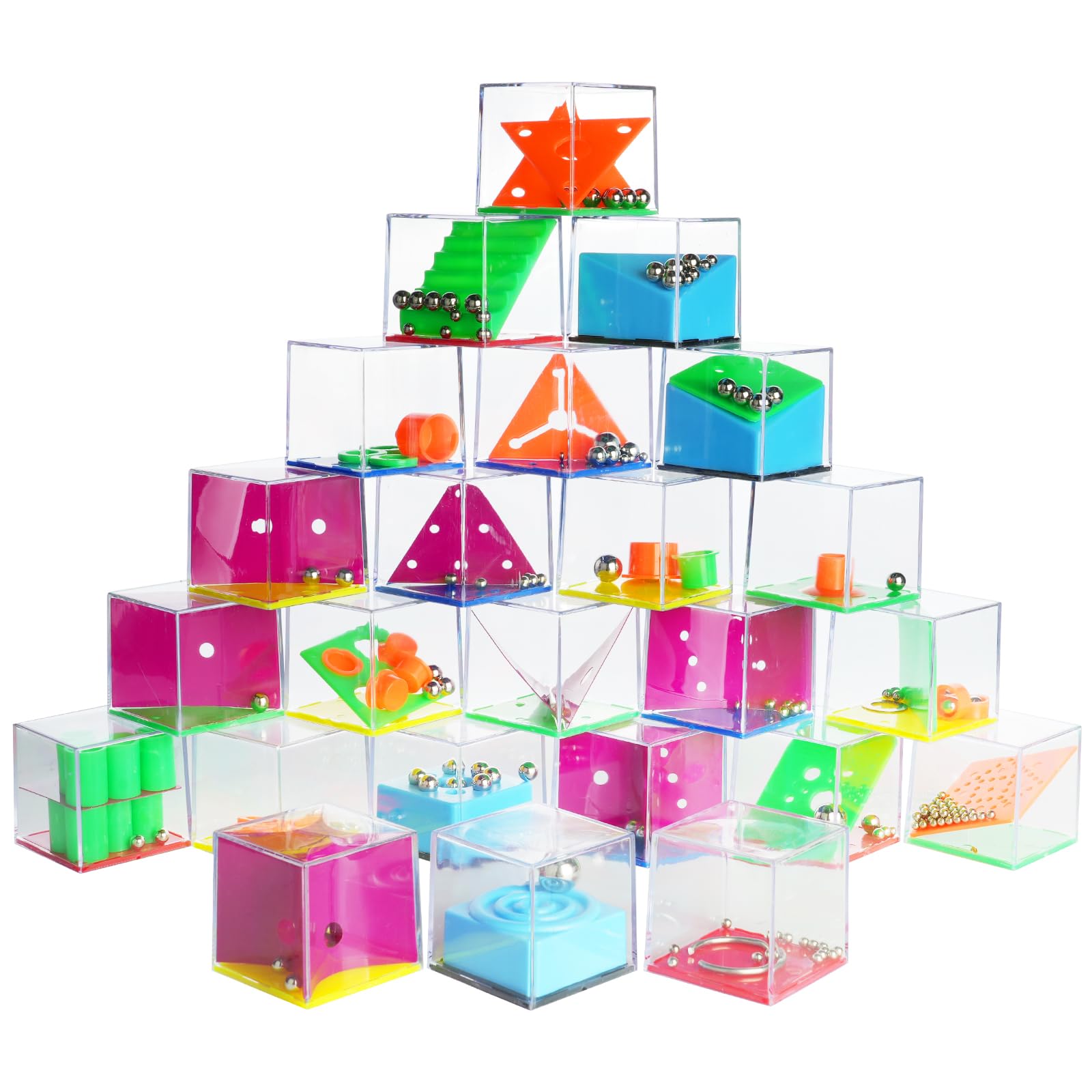 OSDUE 24 Mini Cube Brain Teaser Puzzle Box Set, Challenge Cubes Party Bag Fillers for Kids Unisex, Ideal for Birthday Party Bag Fillers for Kids, Classroom Rewards
