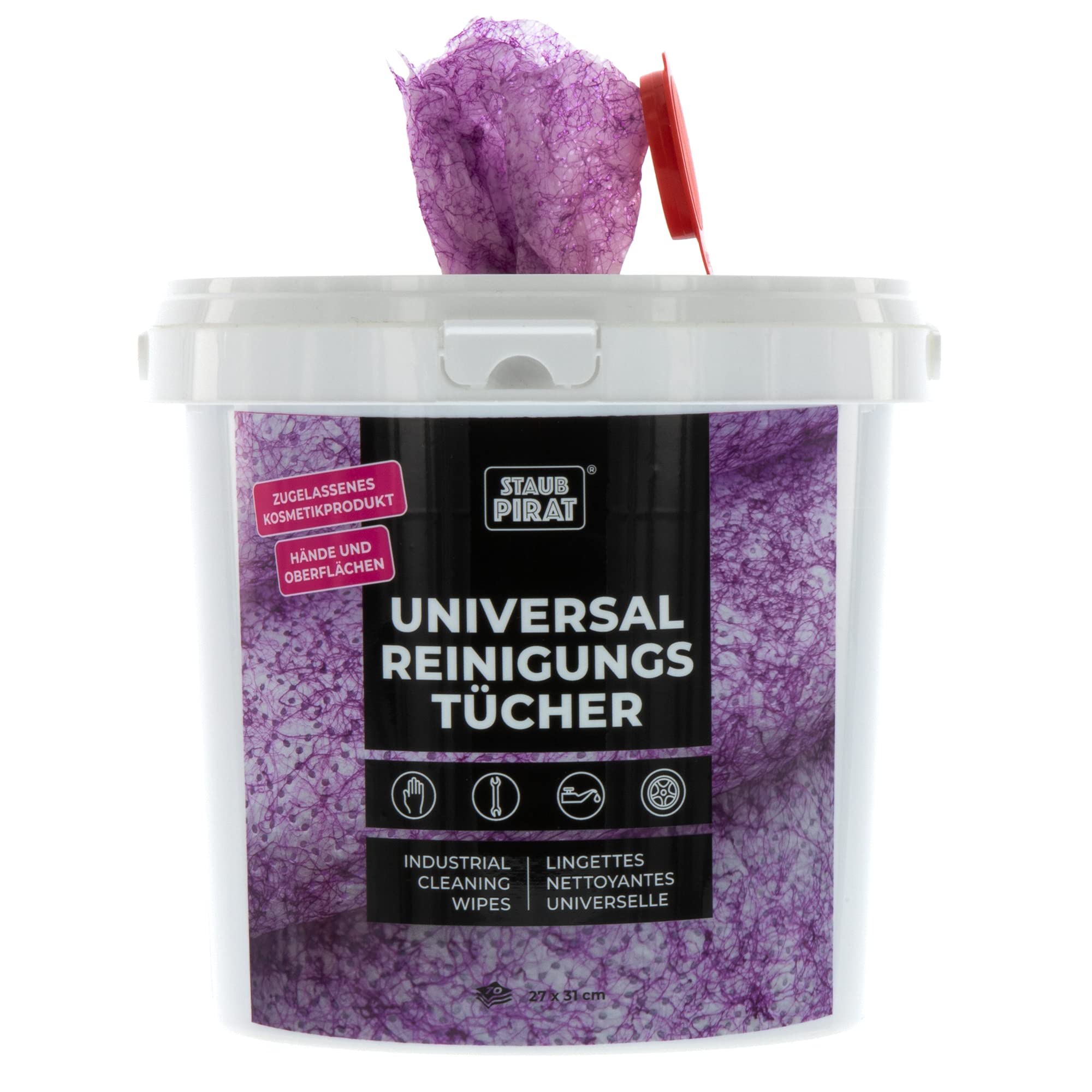 70 feuchte Allzweck Reinigungstücher - für Flächen und Hände - Wet wipes universal Feuchttücher - gegen Schmutz, Fett, Flecken, Erde - 2-in-1: mit weicher und rauher Seite