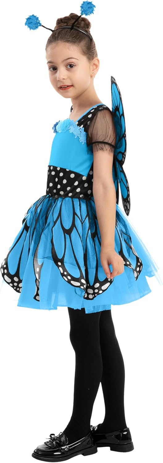 Spooktacular Creations Child Girls Butterfly Costume, Toddlers Butterfly Outfit w/Wings Headband for Kids Halloween Parties - Image 4