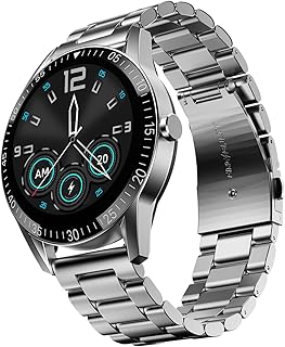 Fire-Boltt Talk Round Smart Watch 1.39″ TFT Display with Bluetooth Calling, Dual Button, Voice Assistance, SPO₂ & Heart Rate Monitor, 120+ Sports Modes, Metal Smartwatch for Men & Women - Silver
