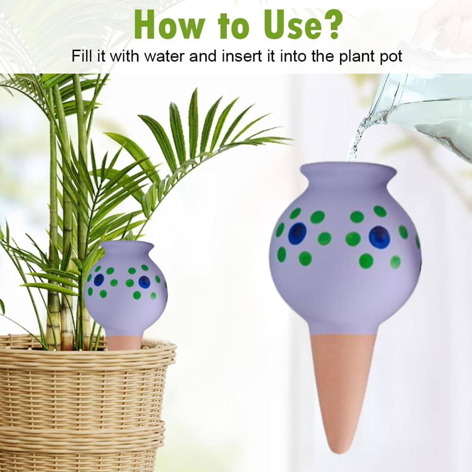 Lot de 4 globes d'arrosage pour plantes - Argile rouge - En terre cuite - Avec pointes d'arrosage automatique - Avec mini goulot de bouteille - Dispositif d'irrigation goutte à goutte - Contrôle