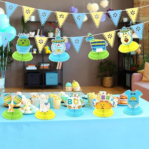 Miniatura 5 de Taco Bout A Baby Boy Shower Decoraciones - Centro de mesa de panal para fiesta de revelación de género temática mexicana