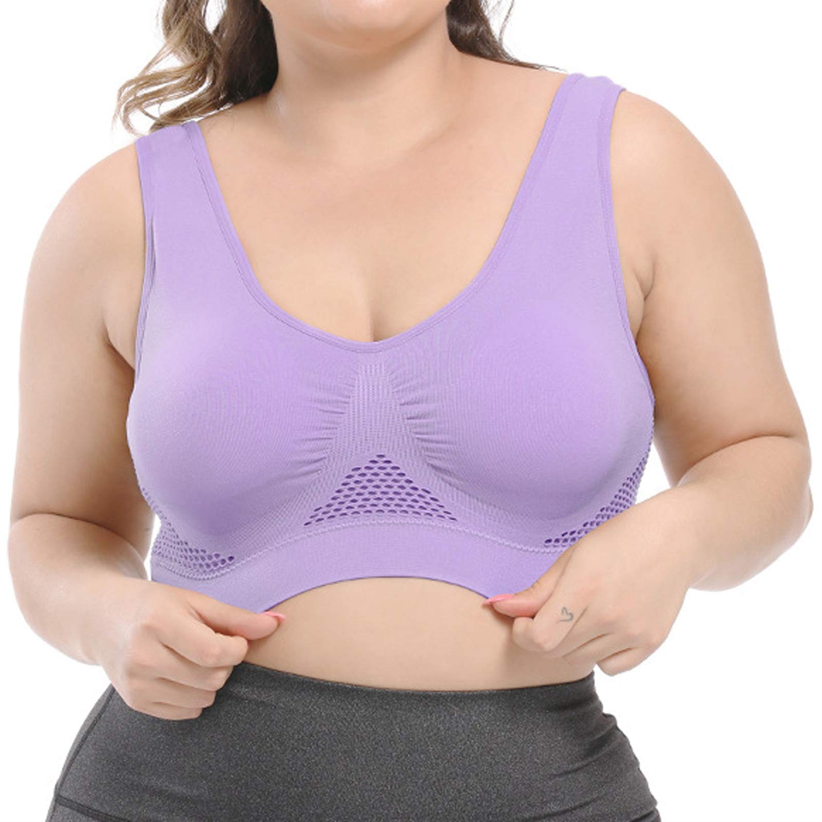 Soutien-gorge de sport grande taille L anti mal de dos pour le yoga violet clair