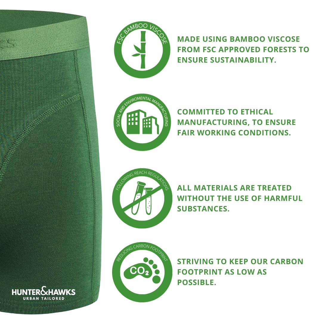 Hunter&Hawks Men's 5 Pack Bamboo Briefs, Soft, Antibacterial And Breathable Underwear, Cool Dry Mens Briefs, Perfect Fitting