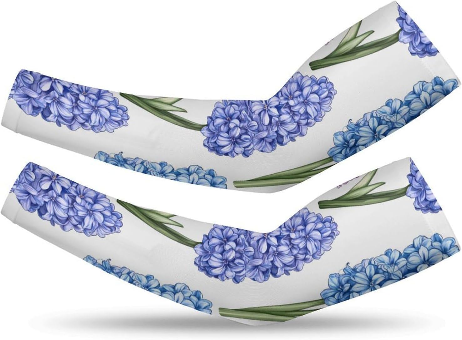 Blue Purple Hyacinths Flowers Arm Sleeves Cooling Sun Protection Sports Compression for Golf Basketball