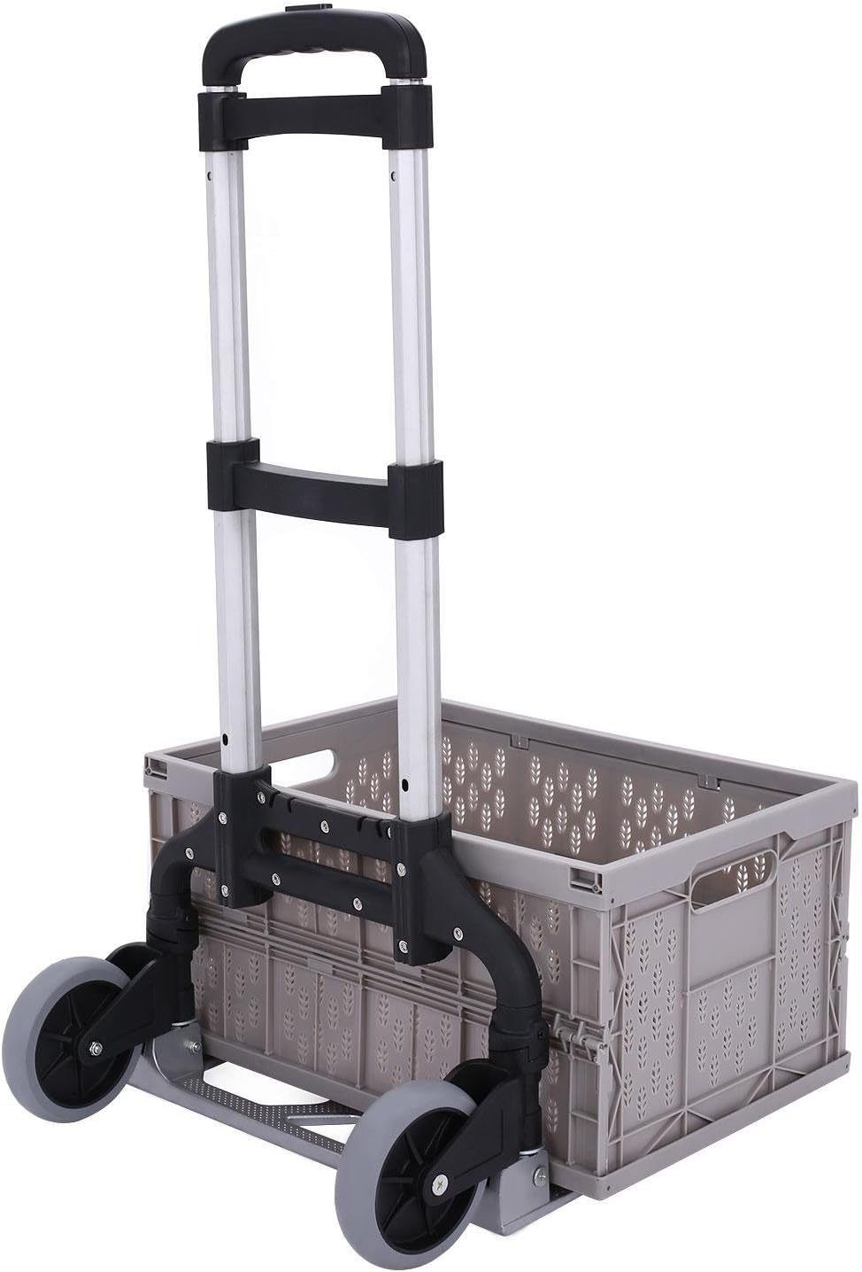 Ferty Folding Portable Lightweight Hand Truck, Capacity of 177lbs with Collapsible and Detachable Crate