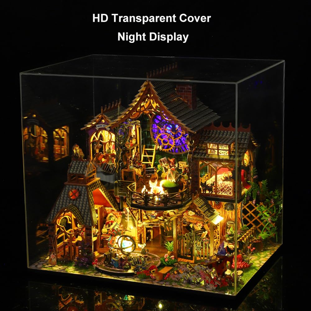 DIY Holzpuzzle Architektonisches Modell 3D Mini Puppenhaus Möbel Kit mit Musikbewegung und LED-Lichtern Kreativraum Bestes für Erwachsene Geschenk (ES015)