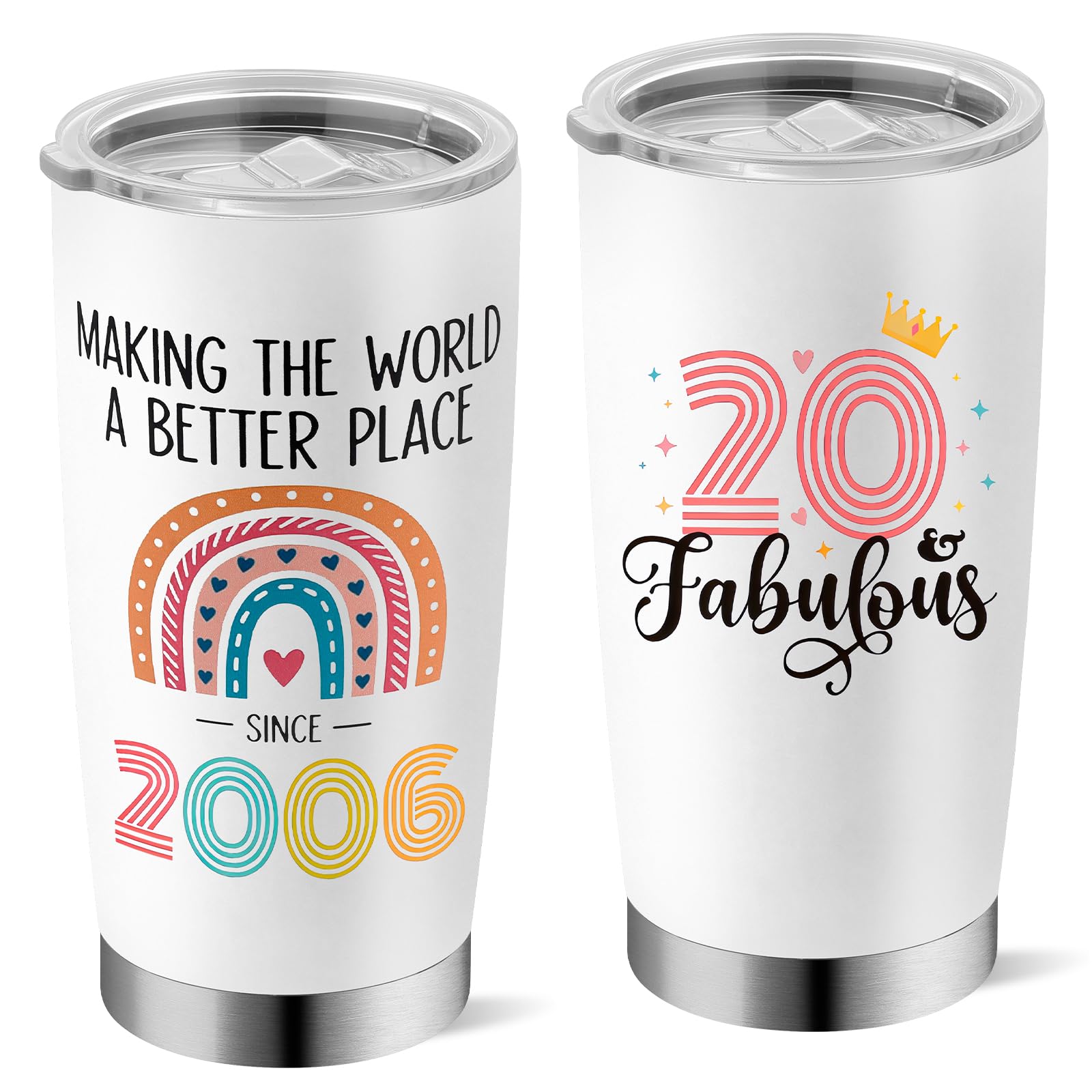 Yuecda 20th Birthday Gifts for Girls, 2006 20th Birthday Decorations for Woman, 20Year Old Birthday Gift Ideas, 20 oz Stainless Steel Vacuum Insulated Tumblers